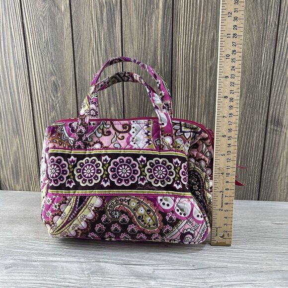 VERA BRADLEY Pink Floral Cotton Quilted Medium Bag Handbag Purse - Makeup - Picture 15 of 16
